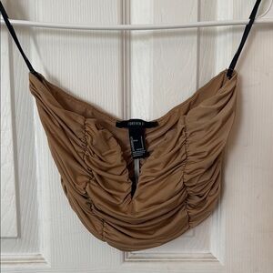 Forever 21 Tan Ruched Top